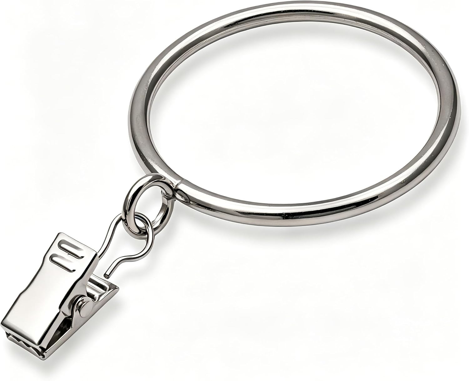 40 Pack Silver Big Curtain Rings with Eyelets with Clips, Metal Drapery Ring for