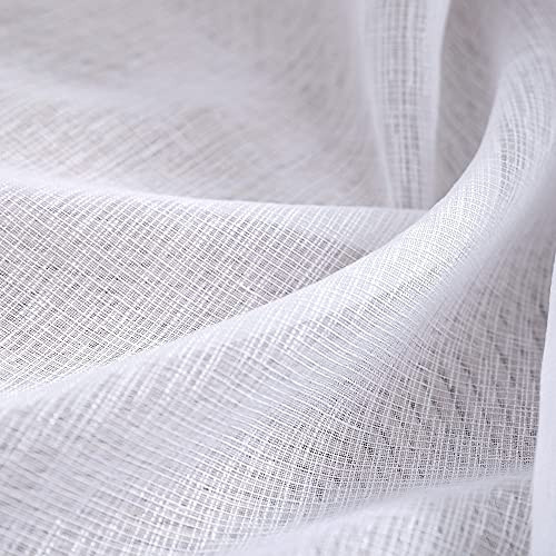 Kitchen Curtains 24 Inch Length for Windows Rod 24″W x 30″L (Pack of 2) White