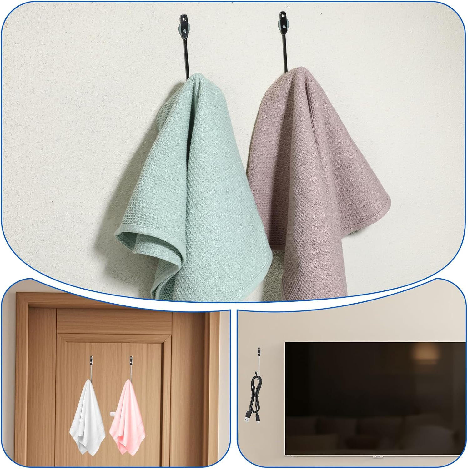 8 Pcs Metal Curtain Holdbacks, Black Curtain Tie Backs Wall Mounted Drapery Tieb
