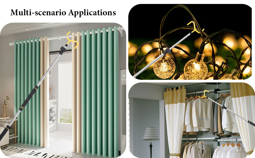 Curtain Pull Wand, Drapery Pull Rod for Curtains Adjustable 3-7.7 Feet