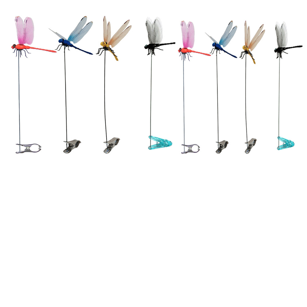 8Pcs Indoor & Outdoor Fake Dragonfly Rod Clip 3D DragonFlyTCW