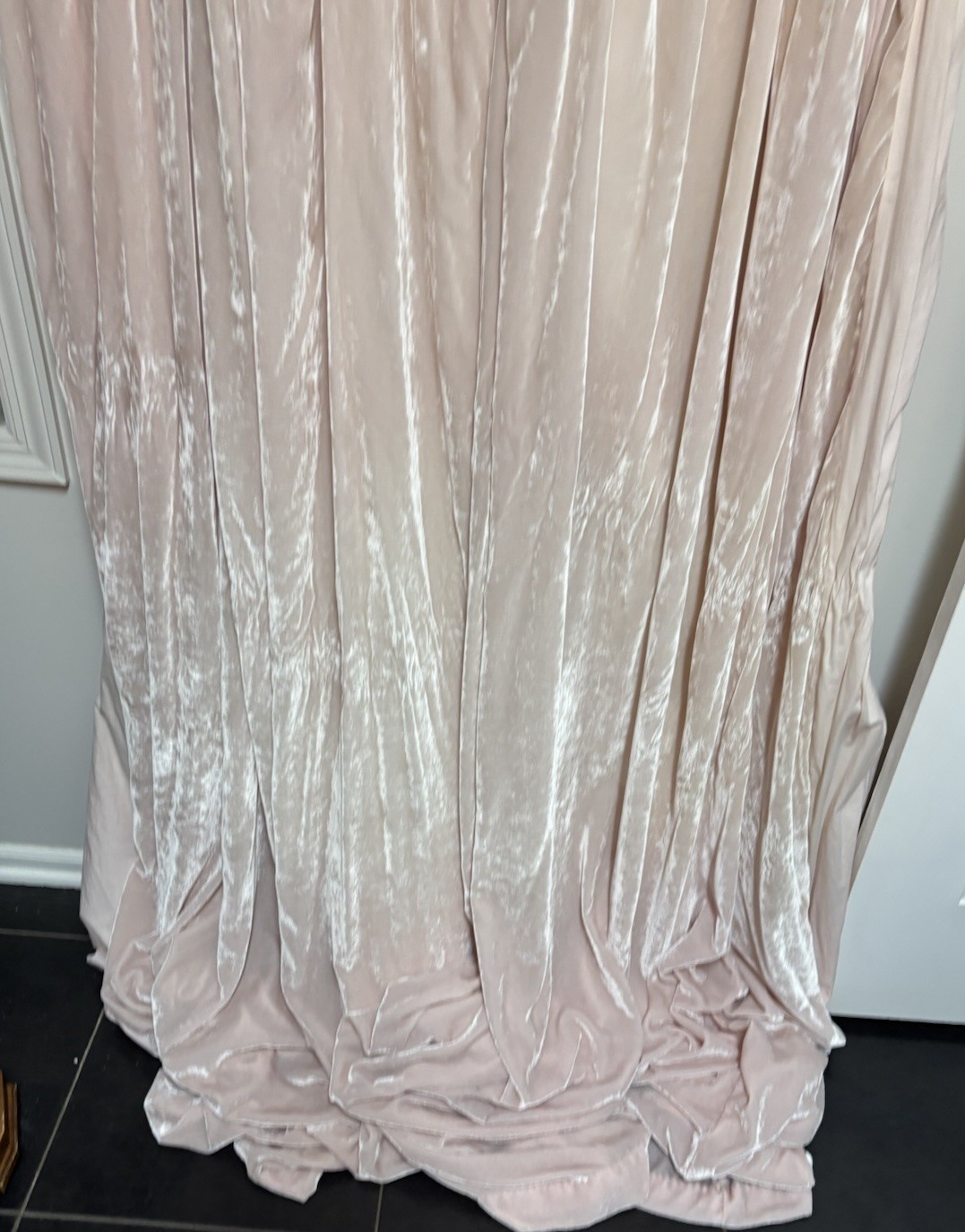 Set/2 Pottery Barn Teen 44×84” Shimmer Velvet Tie Top Drapes Blush Pink