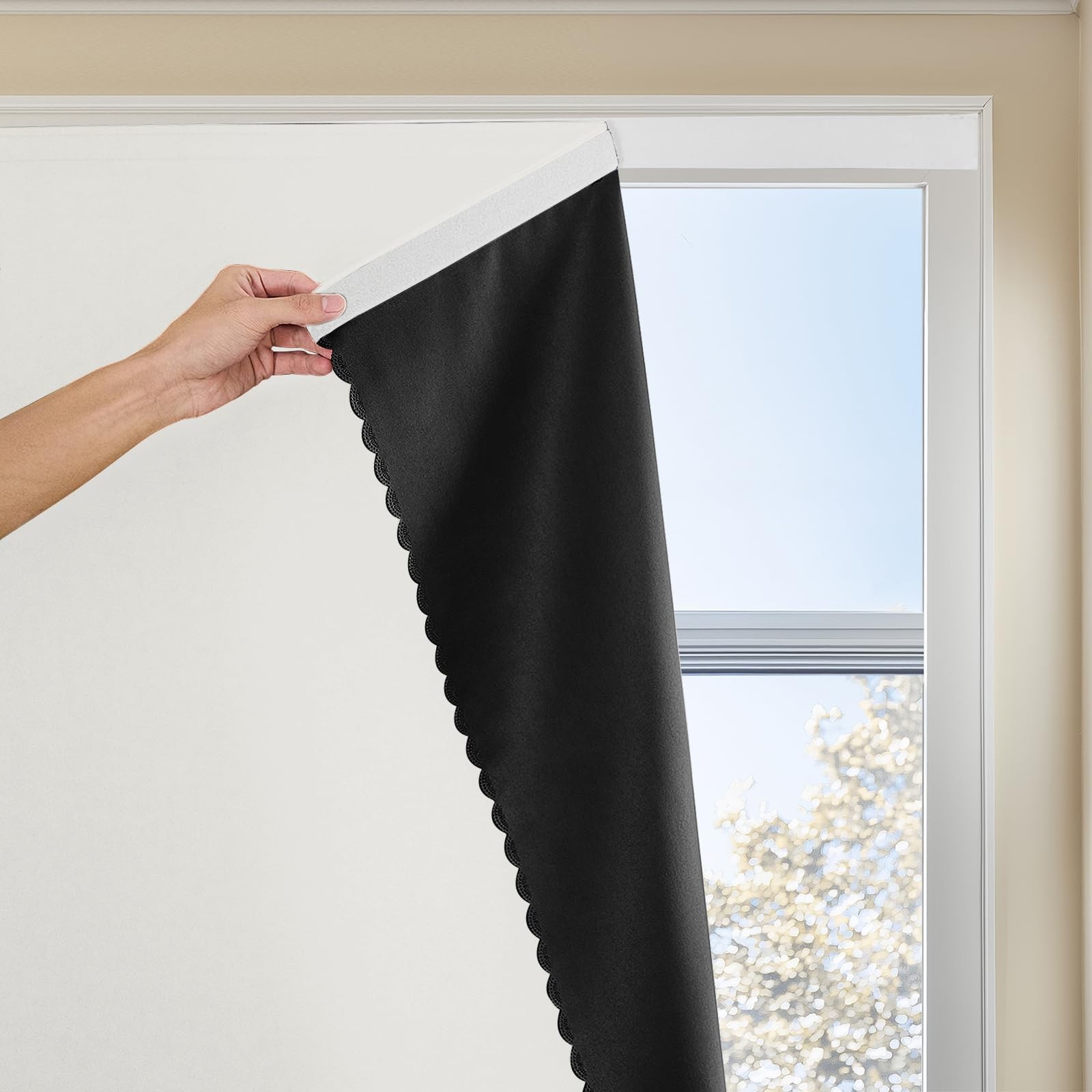 Magic Tape Stick on Portable Curtains for Windows,Bedroom Blackout Curtains f…