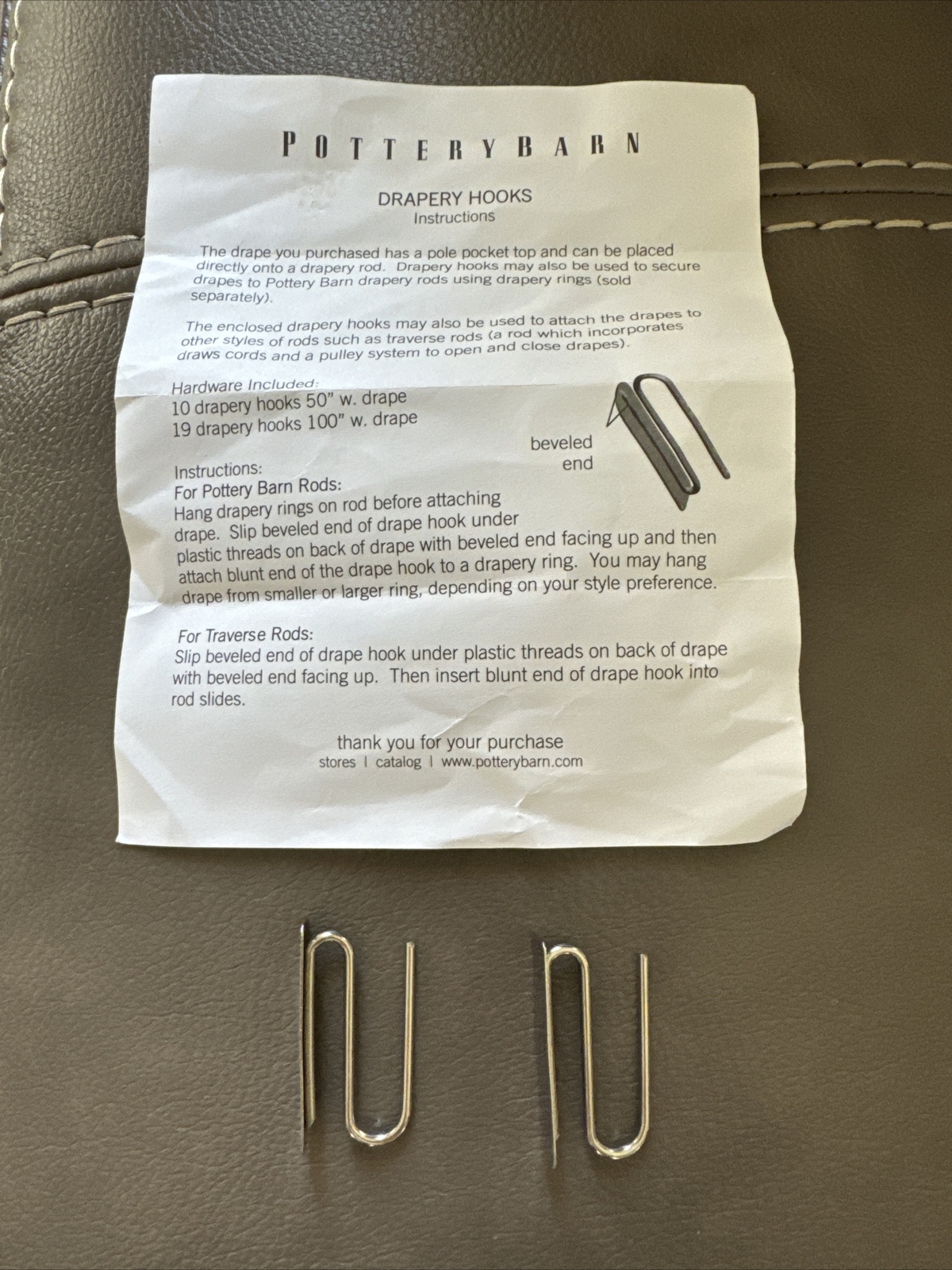 Pottery Barn (Set of 2) Drapery, Replacement Curtain Hooks 1.5 Inch FAST SHIP!