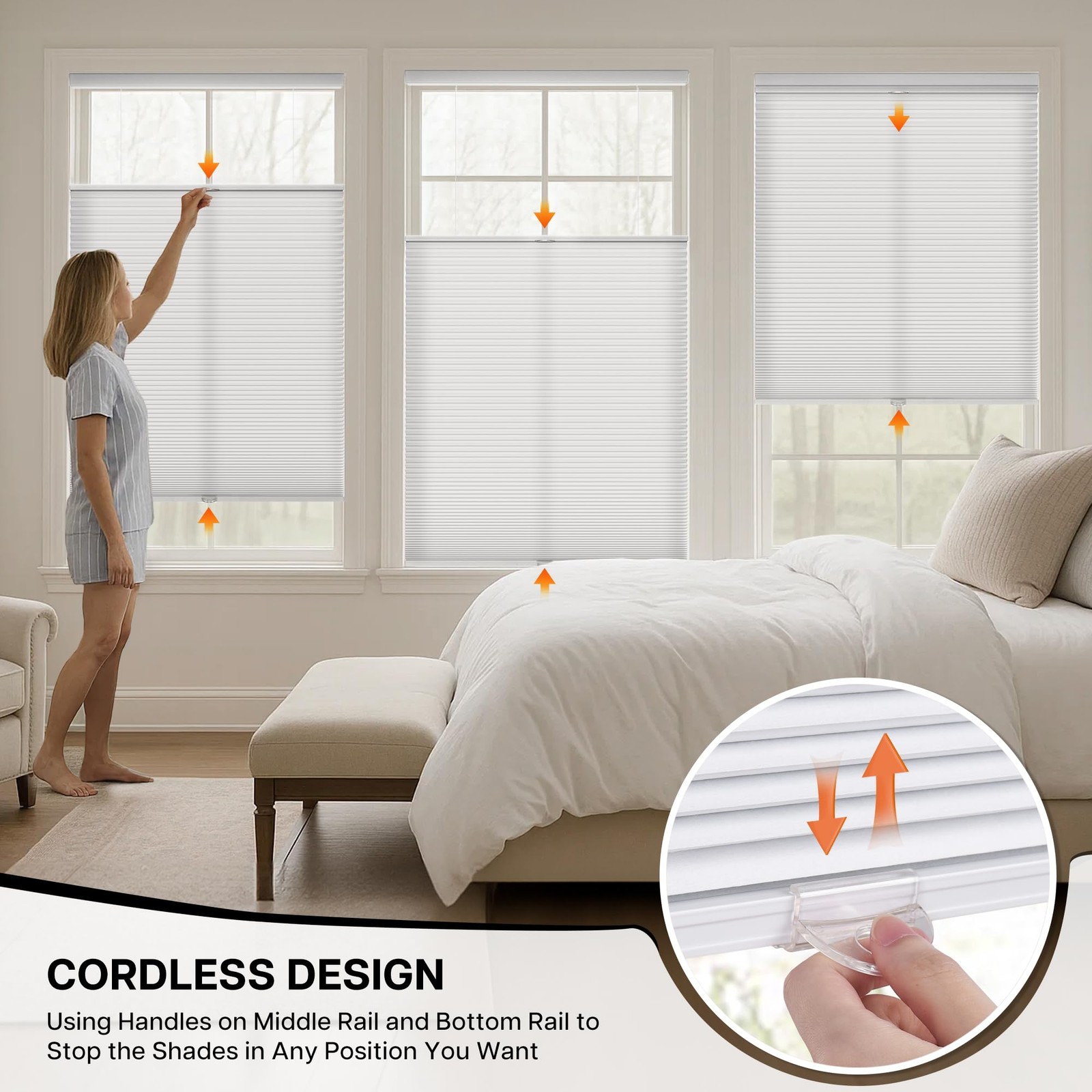 Lazblinds Top Down Bottom Up Tdbu Cordless Cellular Shades Light Filtering