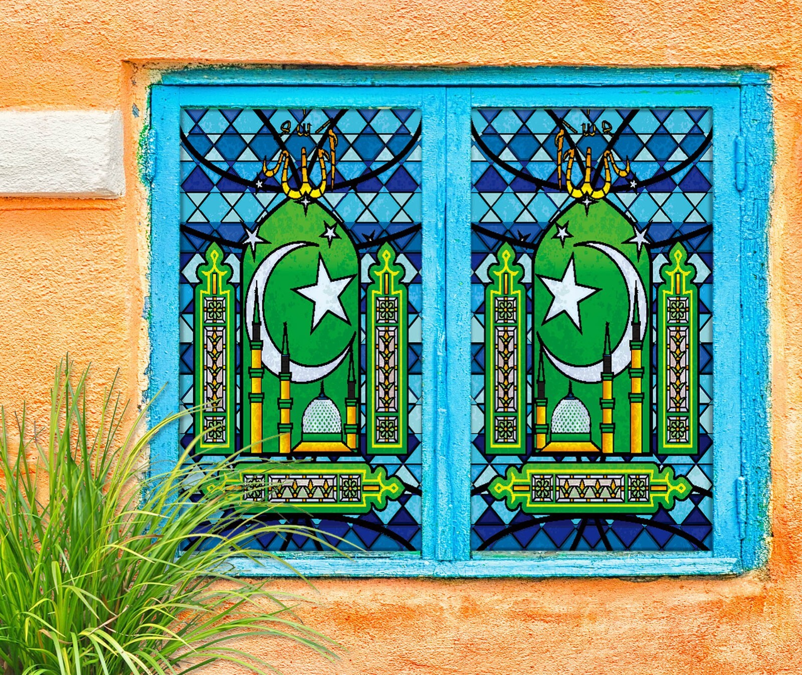 3D Green Building A743 Window Film Print Sticker Cling Stained Glass UV Sinsin