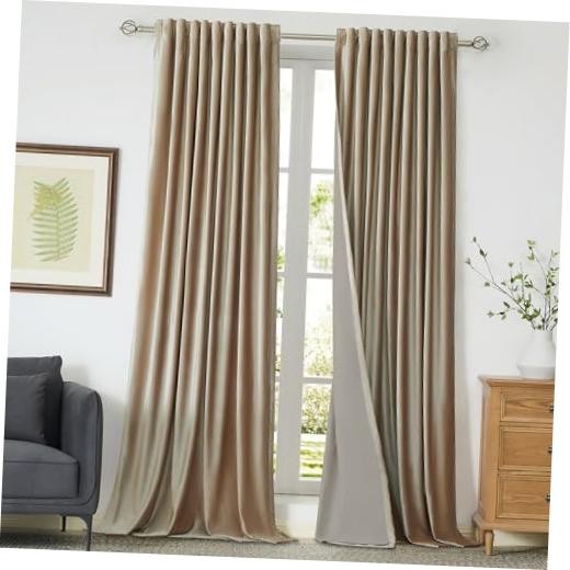 100% Full Blackout Champagne Beige 52″W x 96″L (Pack of 2) Champagne/Beige