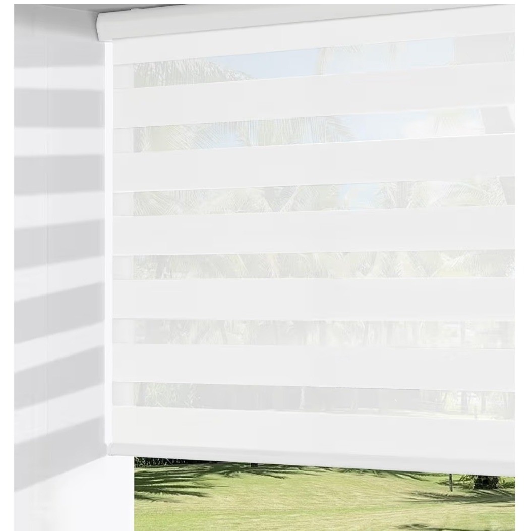 48W x 72H Cordless Zebra Dual Layer Roller Window Blind White