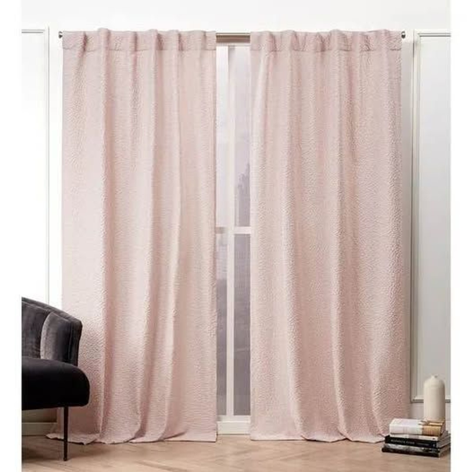 Nicole Miller Textured Hidden Tab Top Sheer Panels 1 Pair – 50X84 – Blush