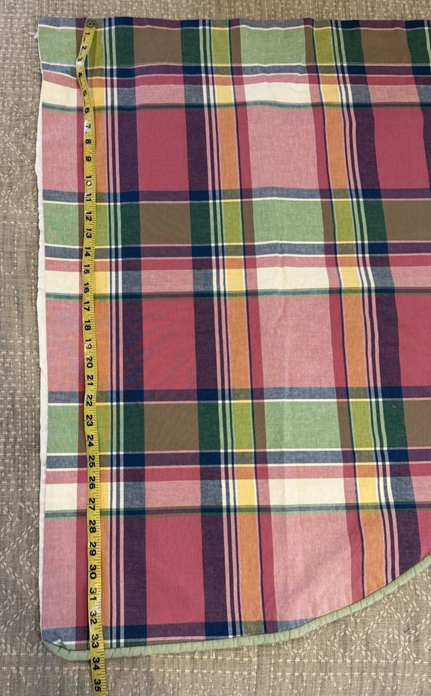 5-Piece Custom Plaid Valances Cotton Pink Green Blue Yellow Preppy EUC Curtains