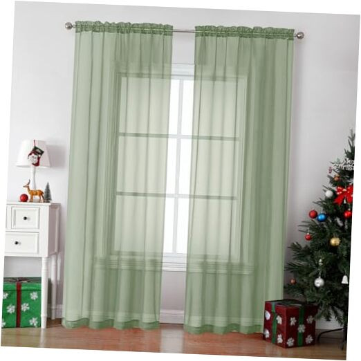 Bedroom Curtains 2 Panel Sets 84″ Inch 42″W x 84″L (Pack of 2) Sage Green