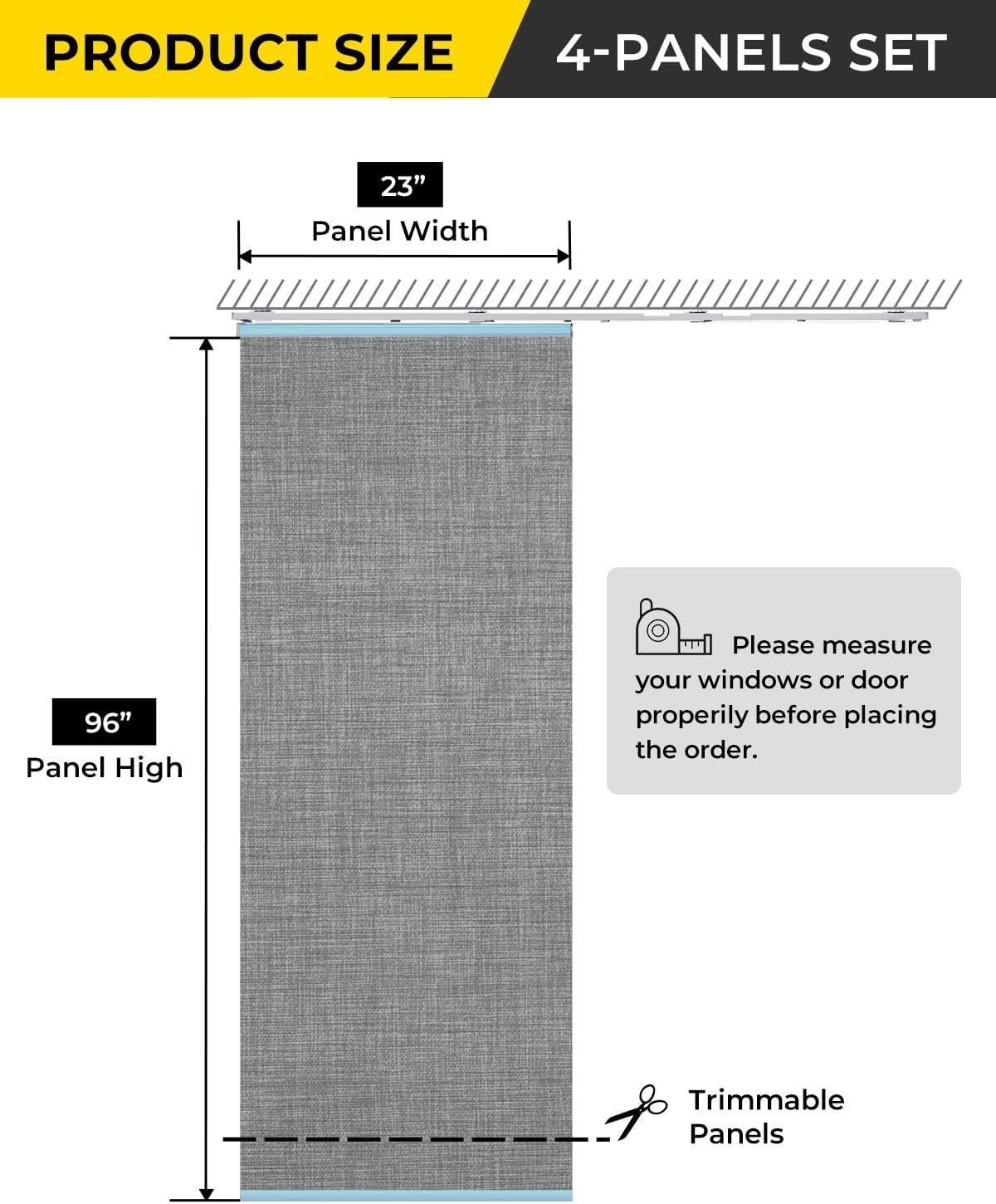 Panel Track Blinds Replacement Panels 23×96 in Charcoal | Blackout Fabric 4