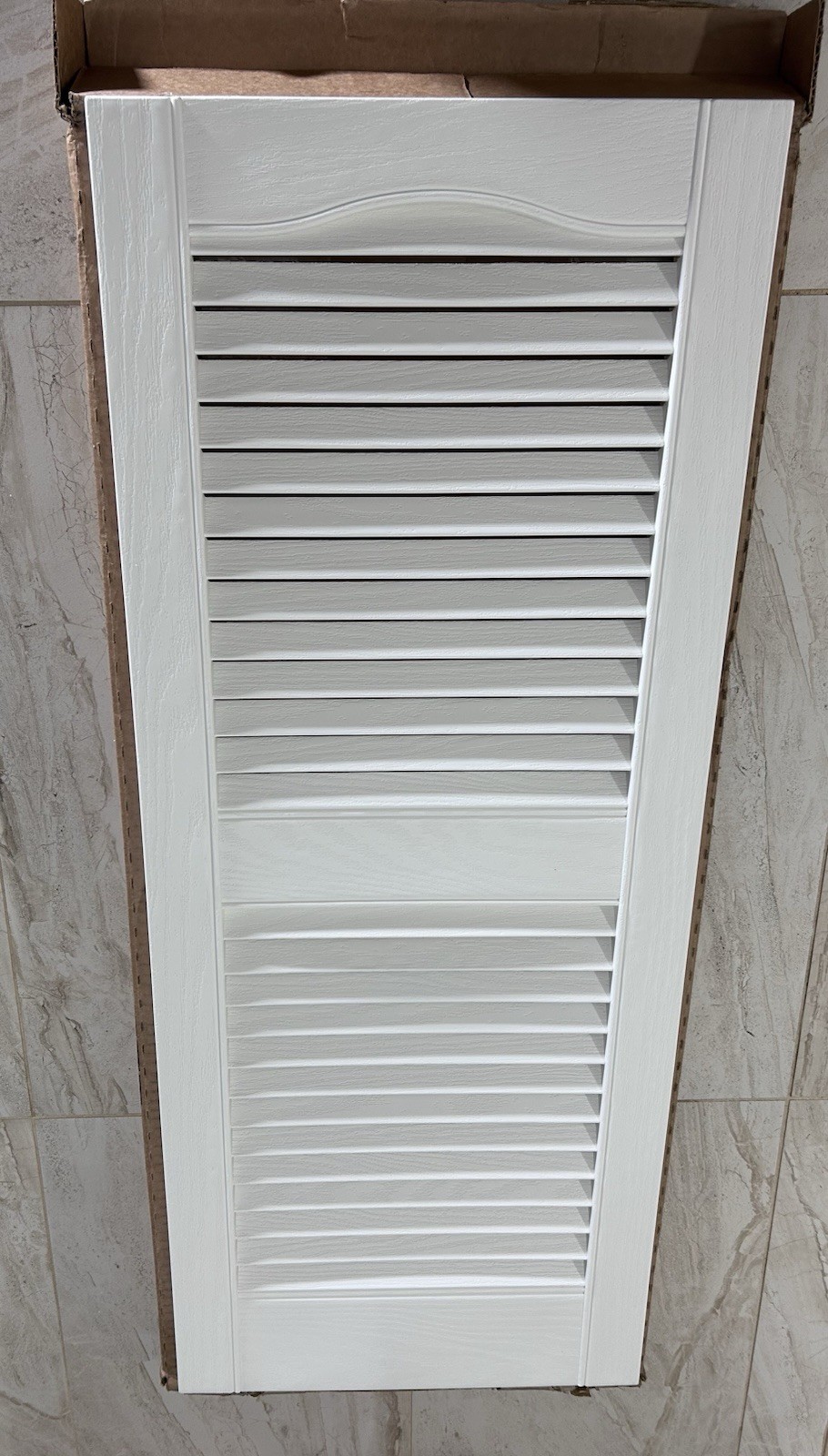 Mid America Open Louver 001 White Vinyl Shutters 14.5 x 36in