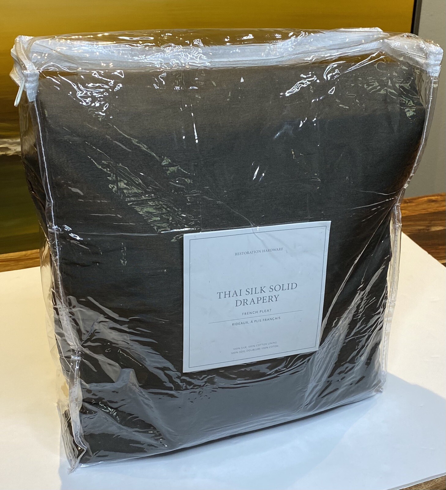 Restoration Hardware Thai Silk Solid Drape French Pleat 46 x 84 Charcoal $775