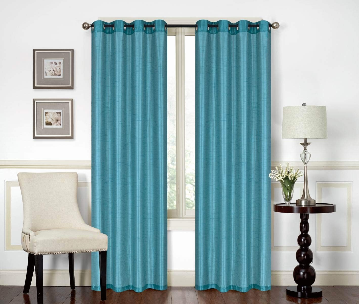 New Elegant Modern Contemporary Solid Faux Silk Window Treatment Curtain (54″…