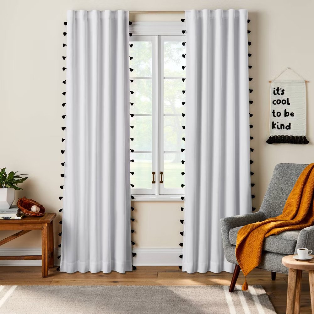 95″ Blackout Tassel Kids’ Curtain Panel – Pillowfort