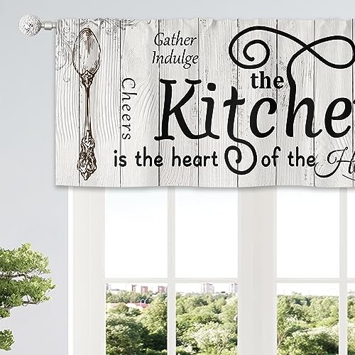 Farmhouse Kitchen Valances Curtains Rustic 52″W x 18″L (Pack of 1) A-white