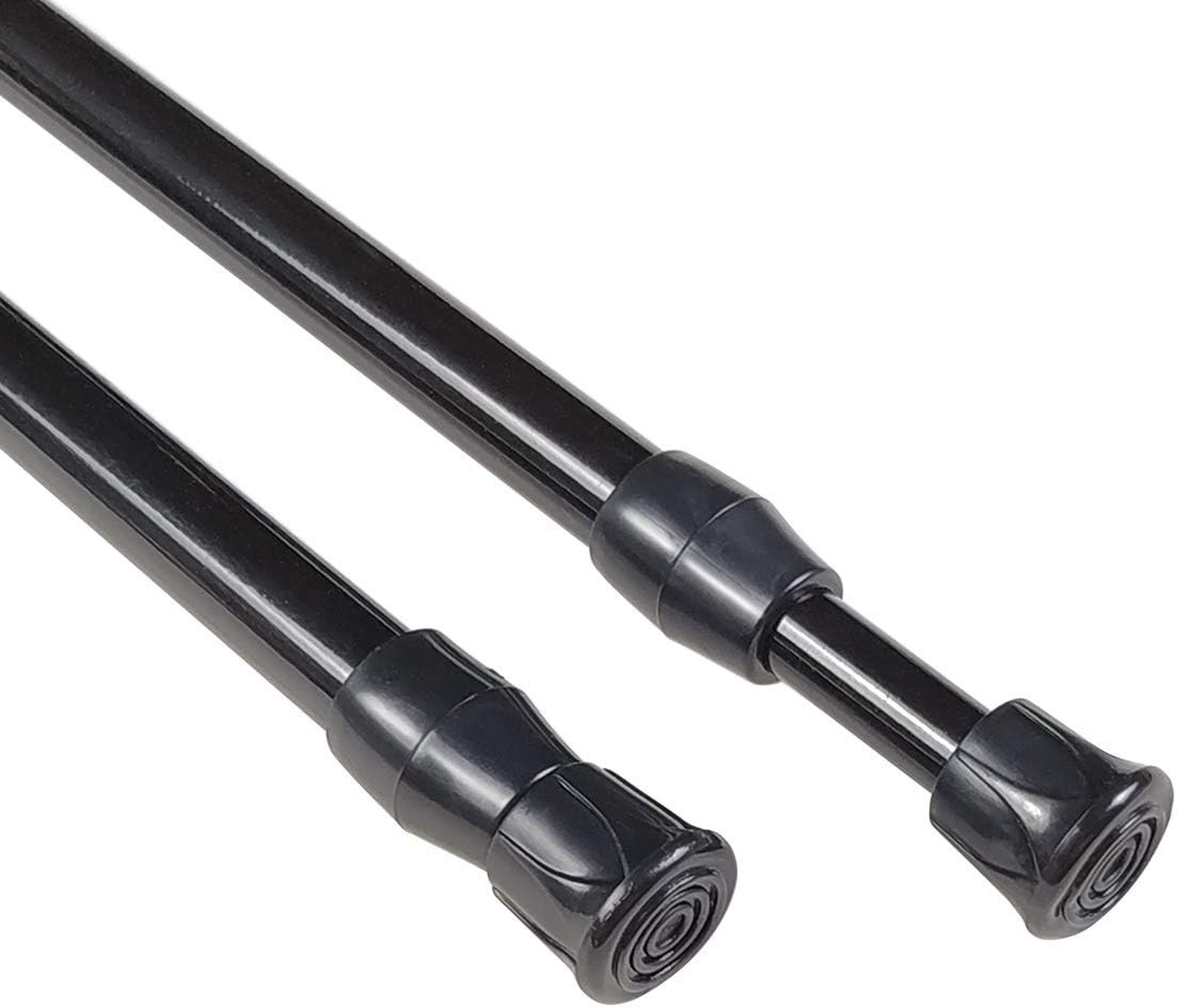 Window Tension Rod 28-40 Inch Adjustable Black Alloy Steel Set of 2 Easy Install