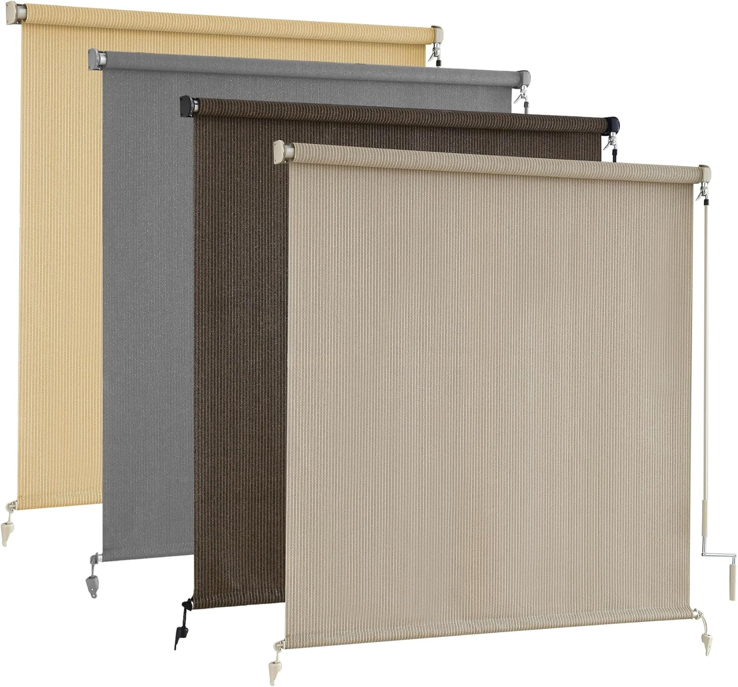 Cordless Outdoor Roller Shades for Patio, 48″ W x 96″ H, Sesame