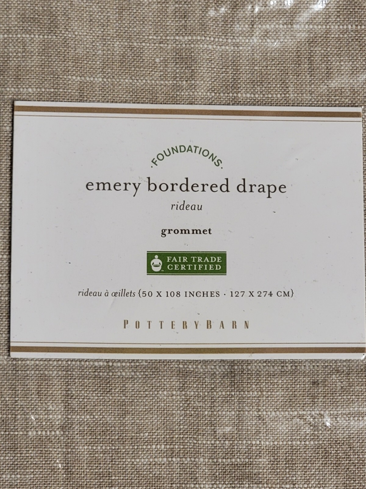 Emery Bordered Drape Grommet Oatmeal – Flagstone 50 x 108 in Pottery Barn