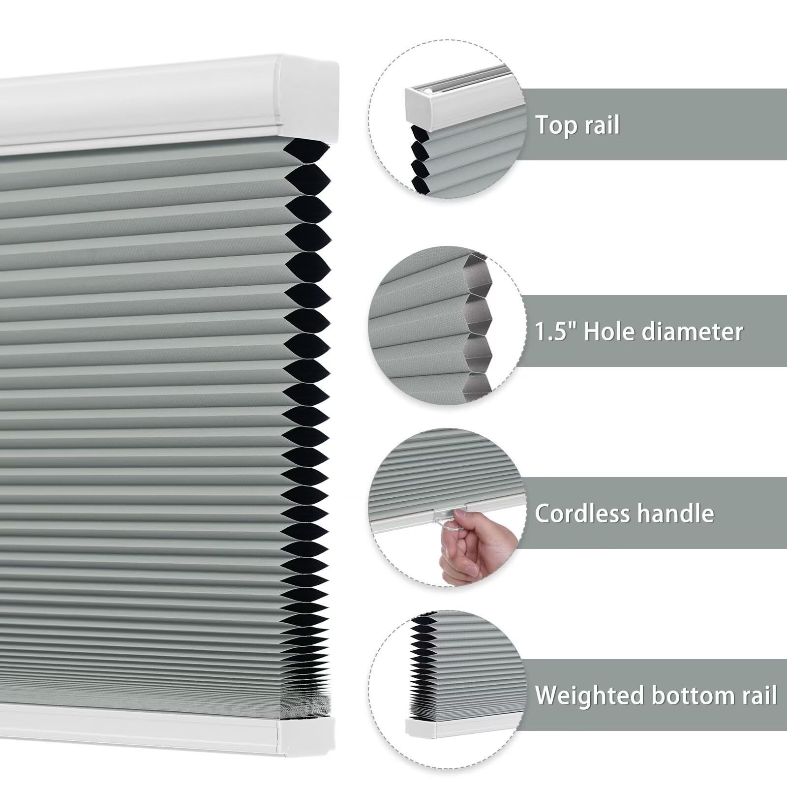 Changshade Gray Blackout Cellular Shades 31×64
