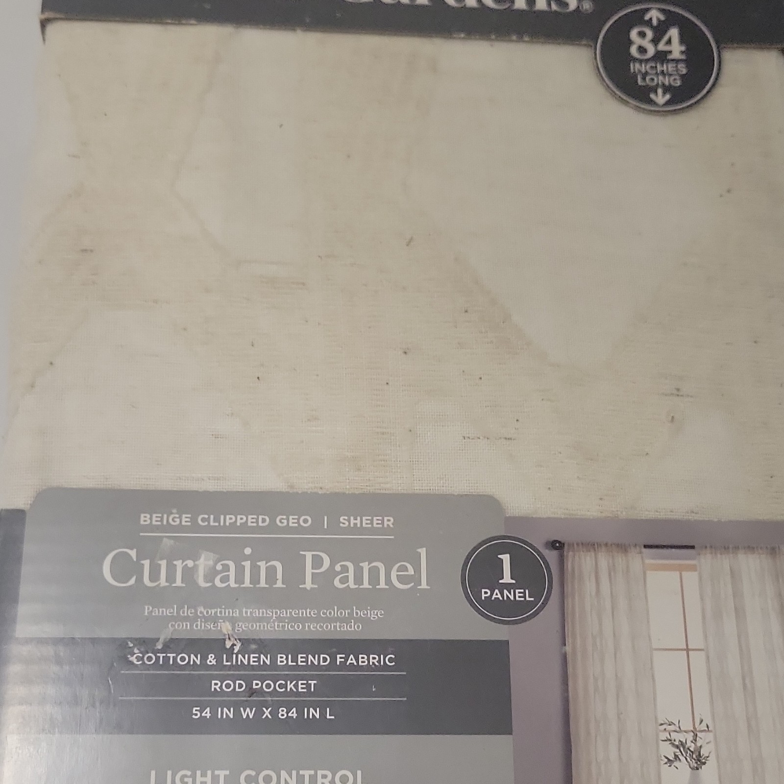 BETTER HOMES & GARDENS BEIGE ROD POCKET & Back Tabs SINGLE PANEL 54X84