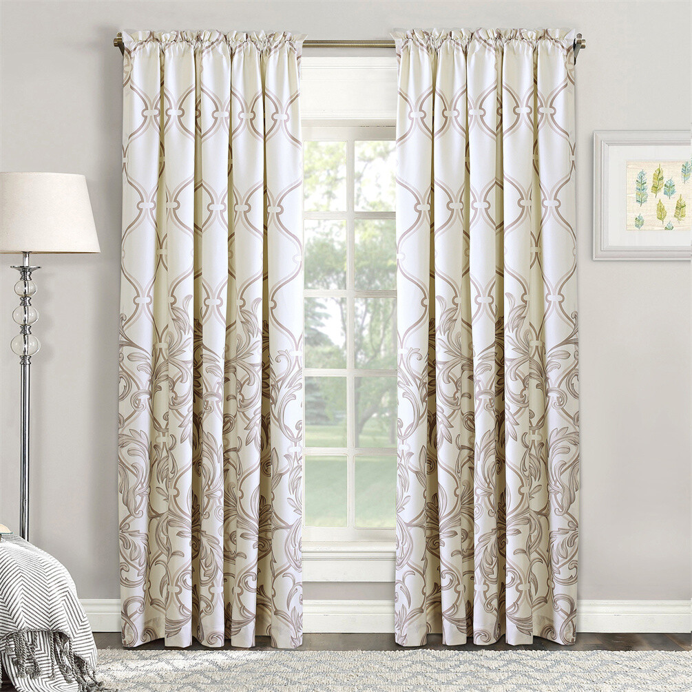 Geometric Floral Printed Curtains for Bedroom Drapes Vintage Curtain Panels 2x