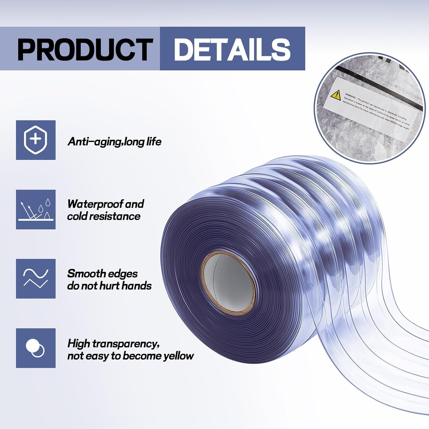 Plastic Door Curtain Winter Insulated PVC Strip Clear Waterproof Garage Curtain