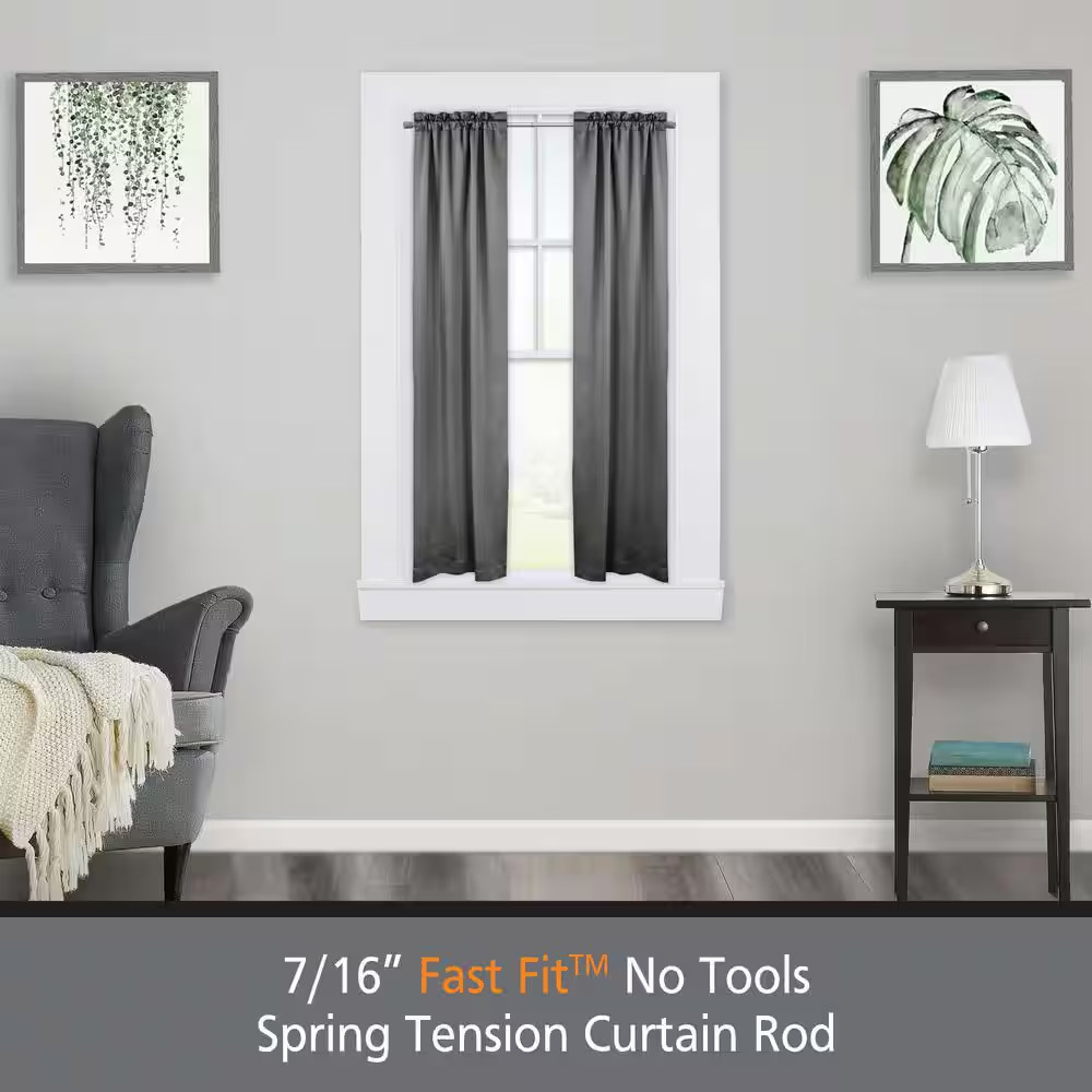 Fast Fit No Tools 28 In. – 48 In. Adjustable Spring Tension Curtain Rod, 7/16 In