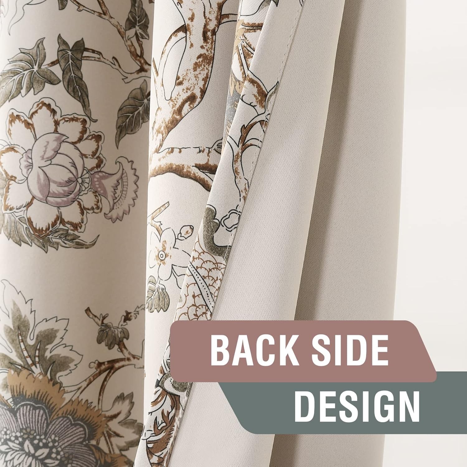 Blackout curtains, 84 inches long, set of 2, floral pattern curtains