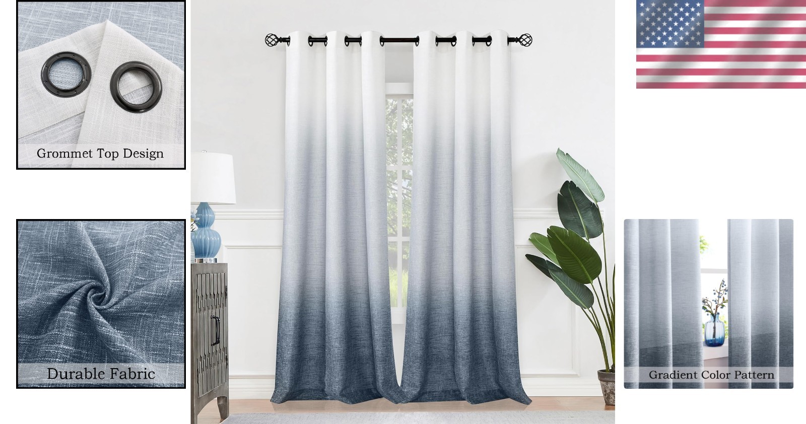 Stylish Rayon Blend Window Treatments – Cream to Indigo Blue