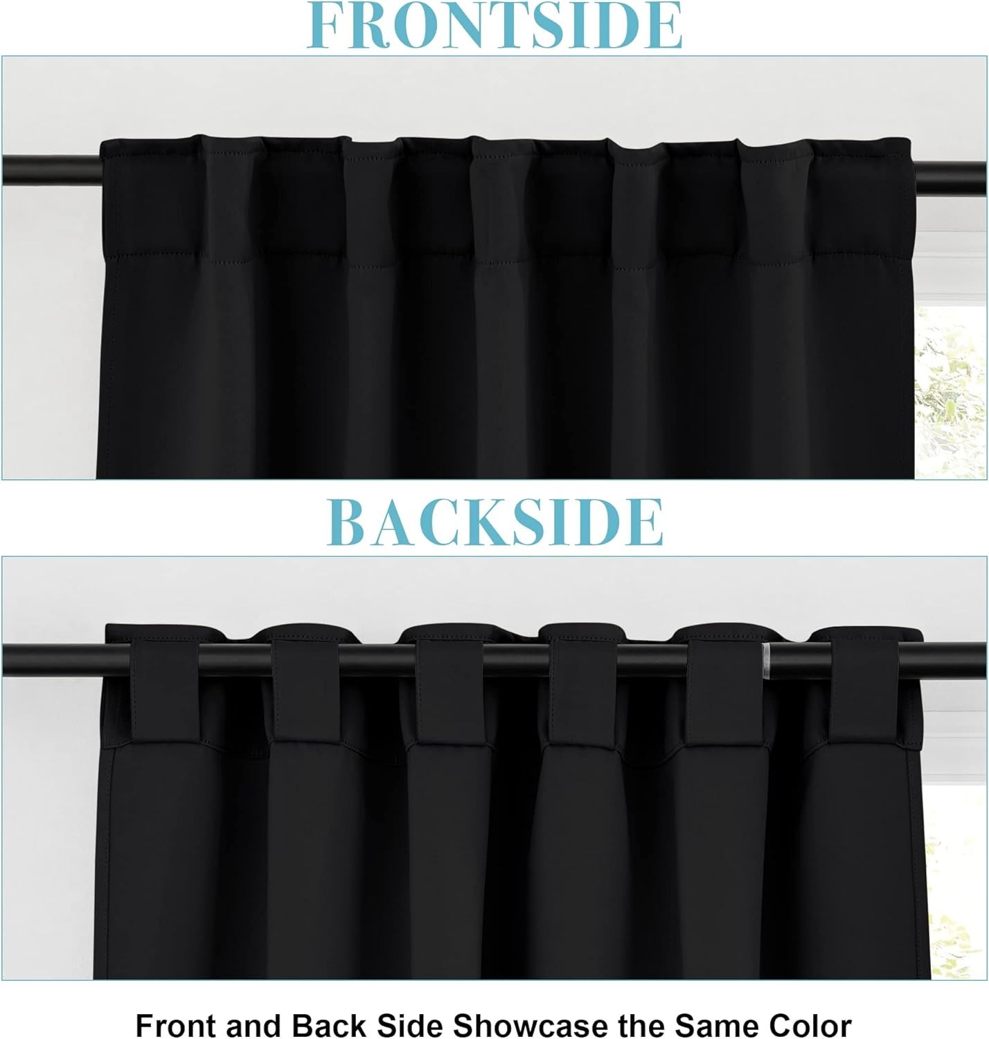 Short Bedroom Blackout Curtains – Small Window Treatment Set 42″W x 45″L.