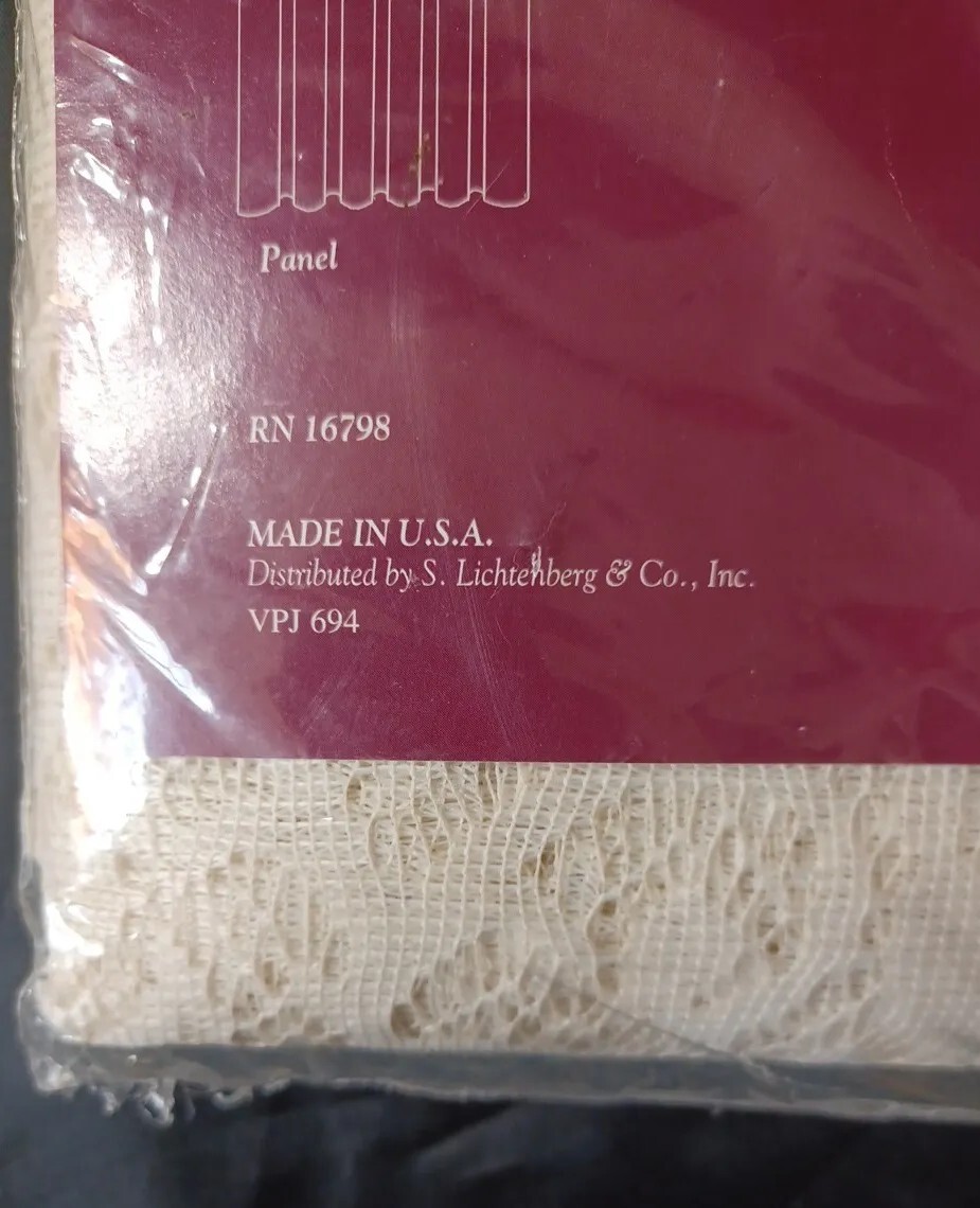 VINTAGE NOS WINDOW SCARF LACE EGGSHELL CREAM MARCIA GRAND MANOR 40″ W X 144 ” L
