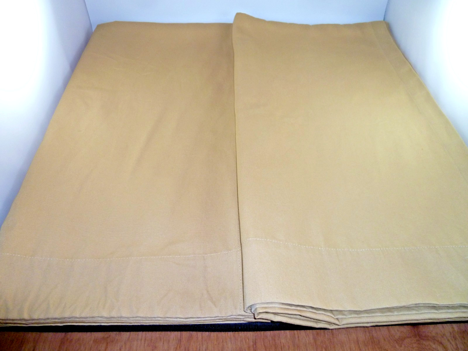 2 POTTERY BARN Panel Curtain Drape Golden Yellow Unlined Cotton 50×96 (See Desc)