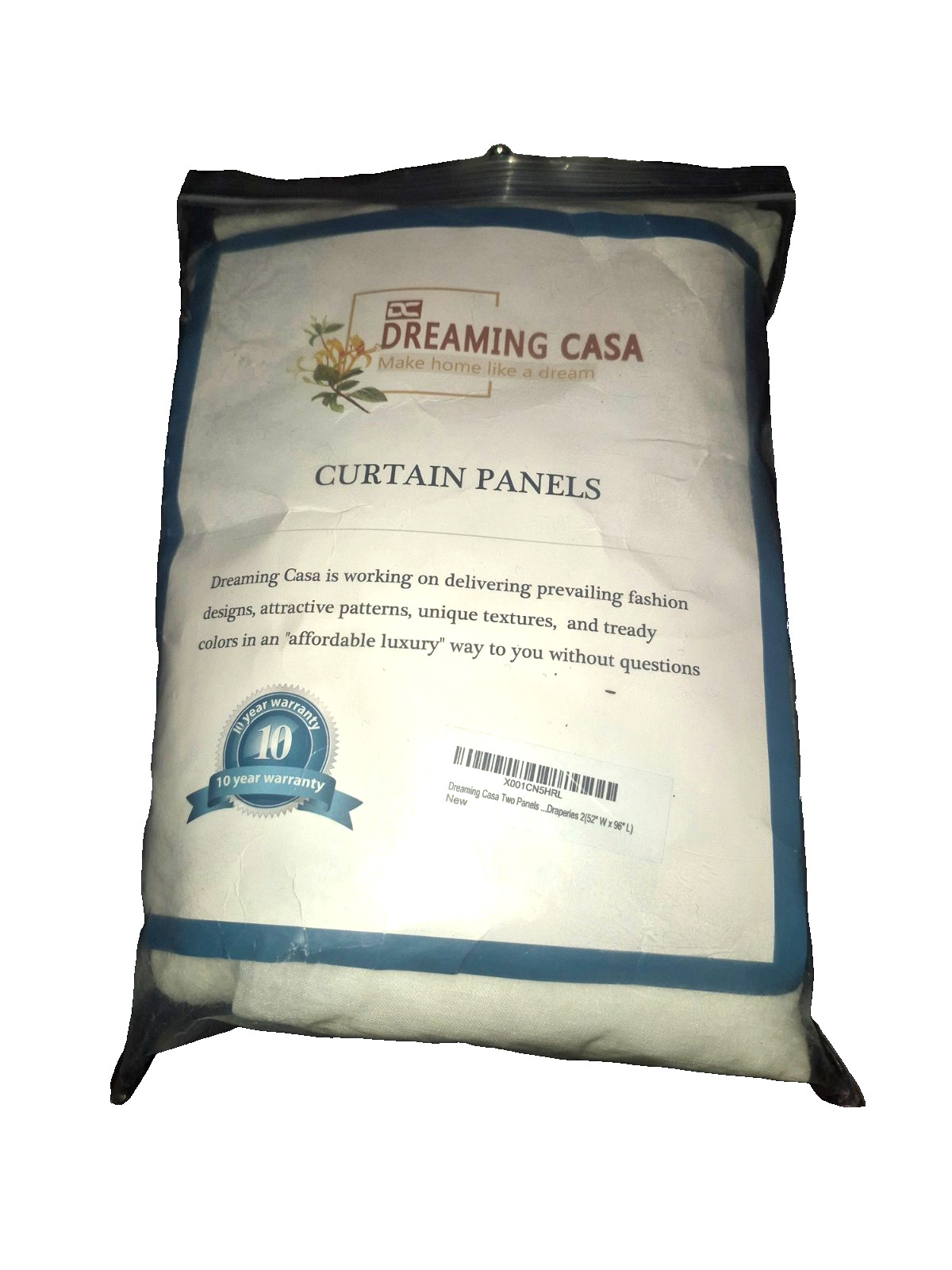Dreaming Casa Solid Sheer Curtains White Rod Pocket 2 Panels 52 W x 96 L NEW