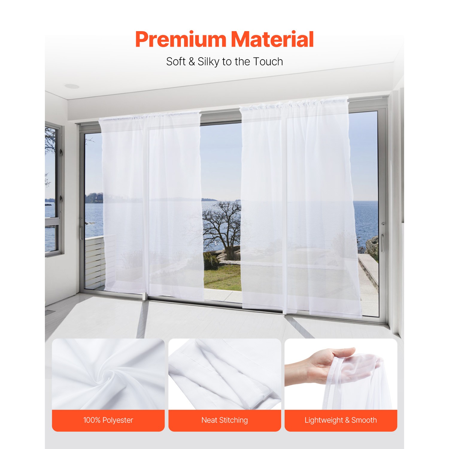 Uimoso 2-Panel Sheer Window Curtains, 52×84 Inches, Rod Pocket Design, Polyester
