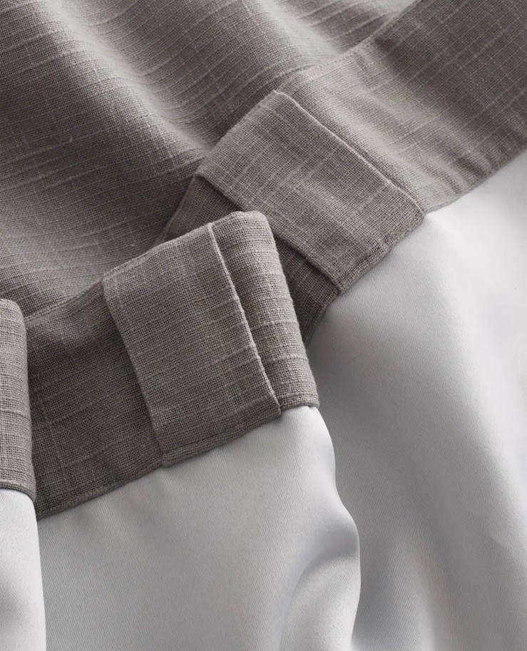 Quince 100% Cotton Grey Slub Room Darkening Curtains Drapes 48″ x 96″ 2 Panels!