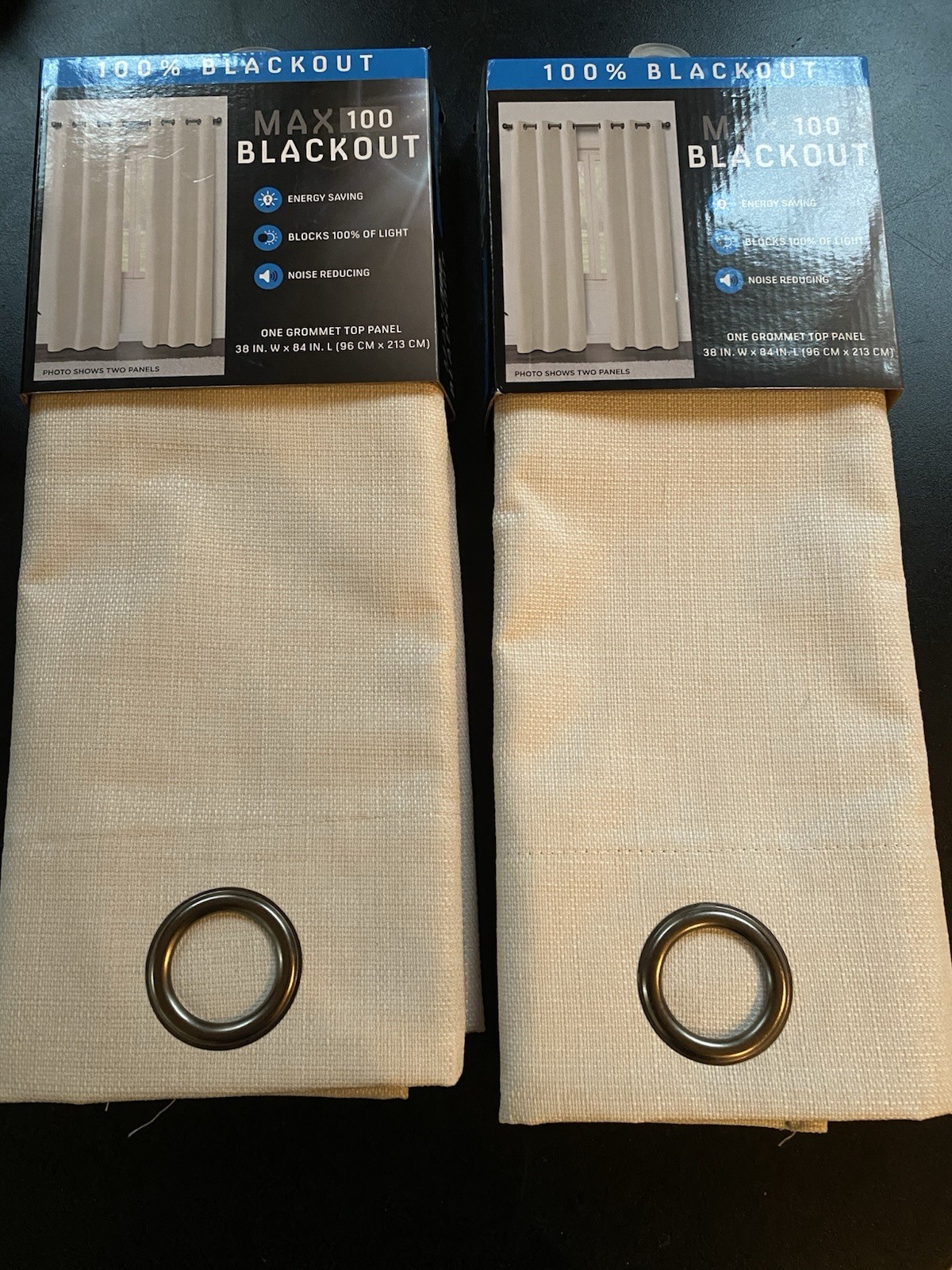 2 Max 100% Blackout Emerson Solid Grommet Top Curtain Panel Beige 38″ x 84″