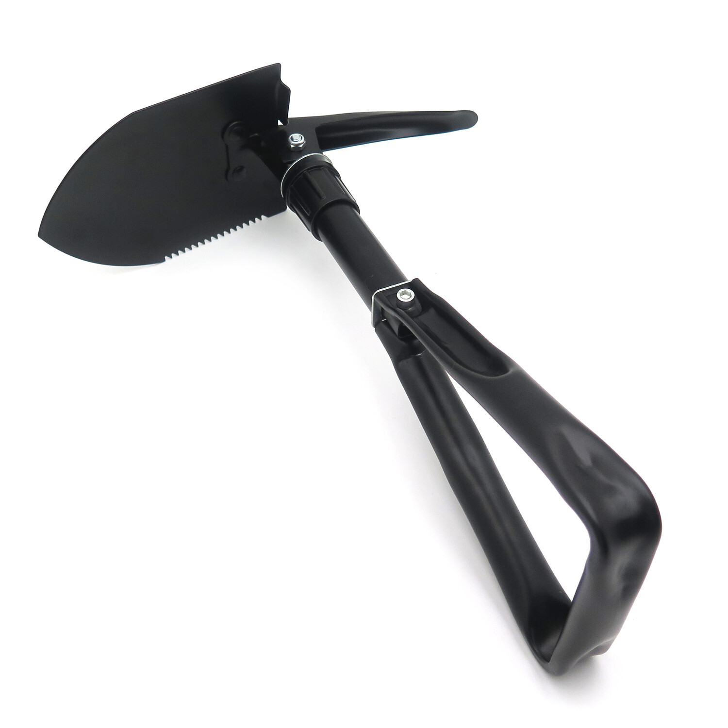 Black Military Style Tri-Fold Shovel Survival Camping Scouting Entrenching Spade