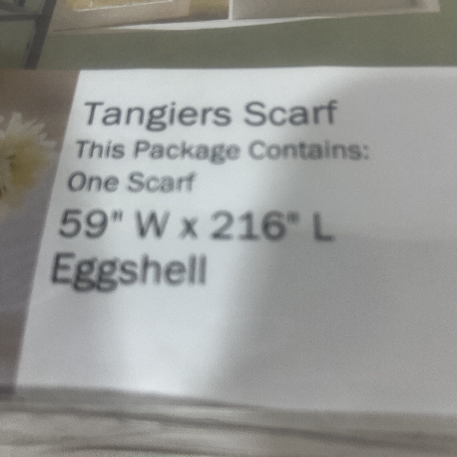 New Eggshell 50” X 216” Sheer Voile Rectangular Window Scarf Tangiers Elegance