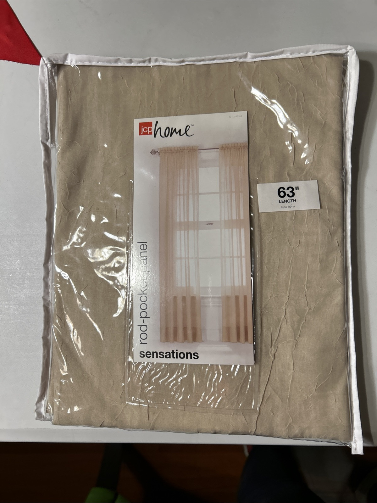 JCP Home Collection Rod-Pocket Panel 63” Set Of 2 Sheer Curtains Color: Linen