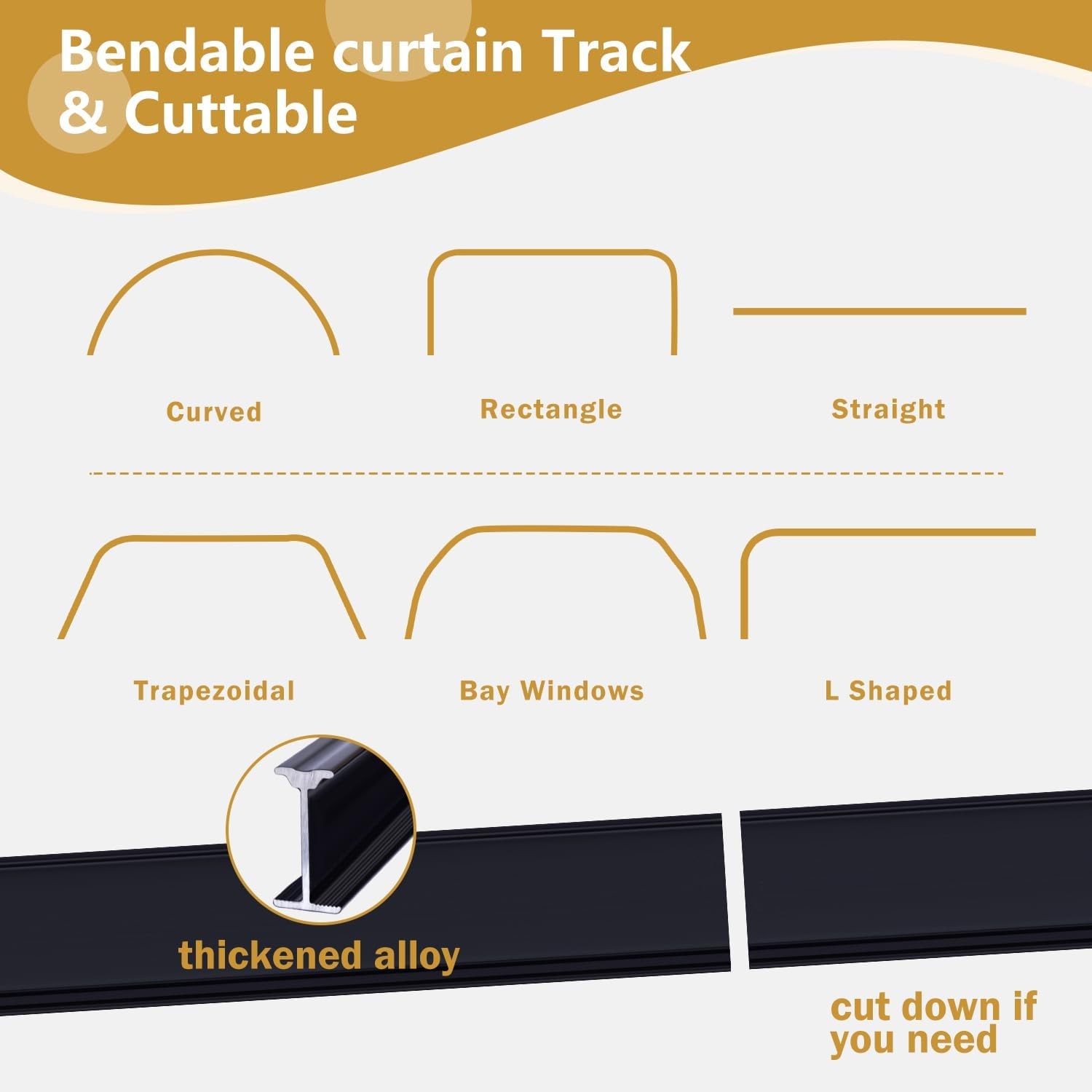 Bendable Ceiling Curtain Track Ceilings Mount or Wall Mounted Heavy-Duty Room