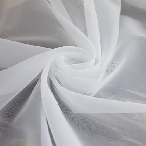 Window Sheer Curtains 84 Inches Long 2 Panels 52″W x 84″L (Pack of 2) White