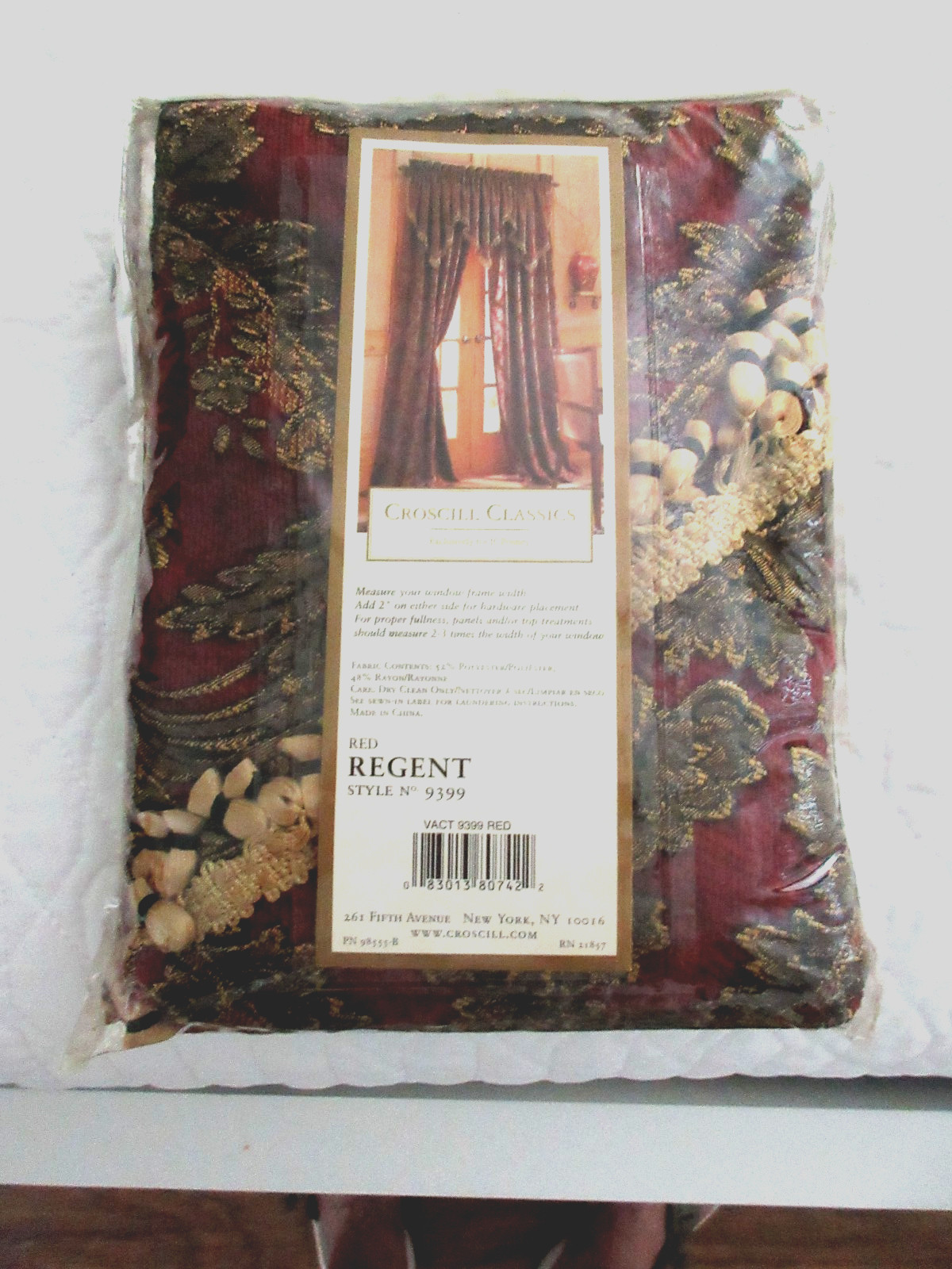 Croscill Red Regent Style # 9399 ASCOT VALANCE 40” W X 27” L ONE