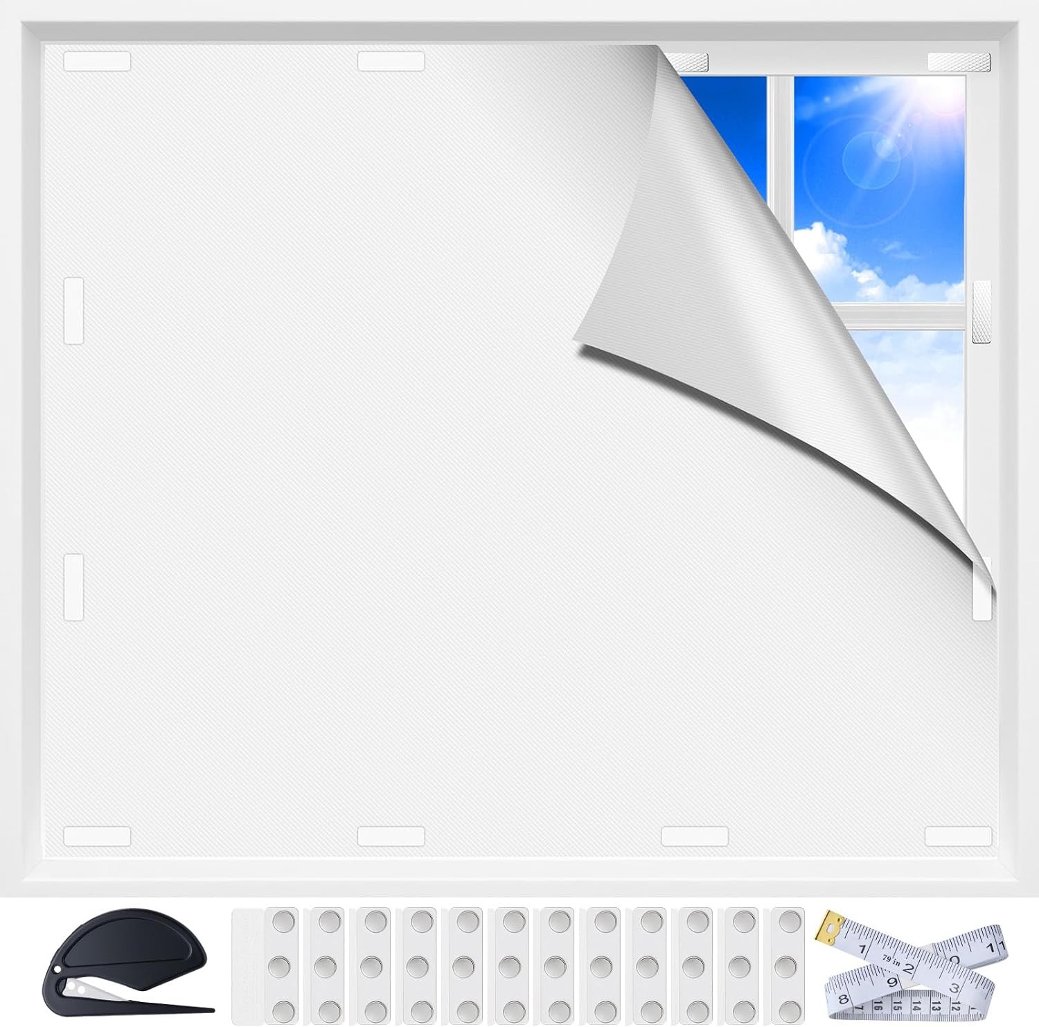 Magnetic Blackout Window Cover for Bedroom, Portable Temporary No Drill Blackout