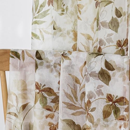 Crushed Sheer Curtains Tiers 36 Inch 42″W x 36″L (Pack of 2) Multi Color
