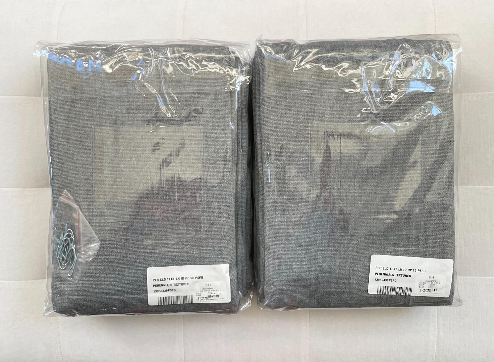 Restoration Hardware PERENNIALS SOLID TEXTURE LINEN RP 50″ x 96″ Set/2 Fog NWT