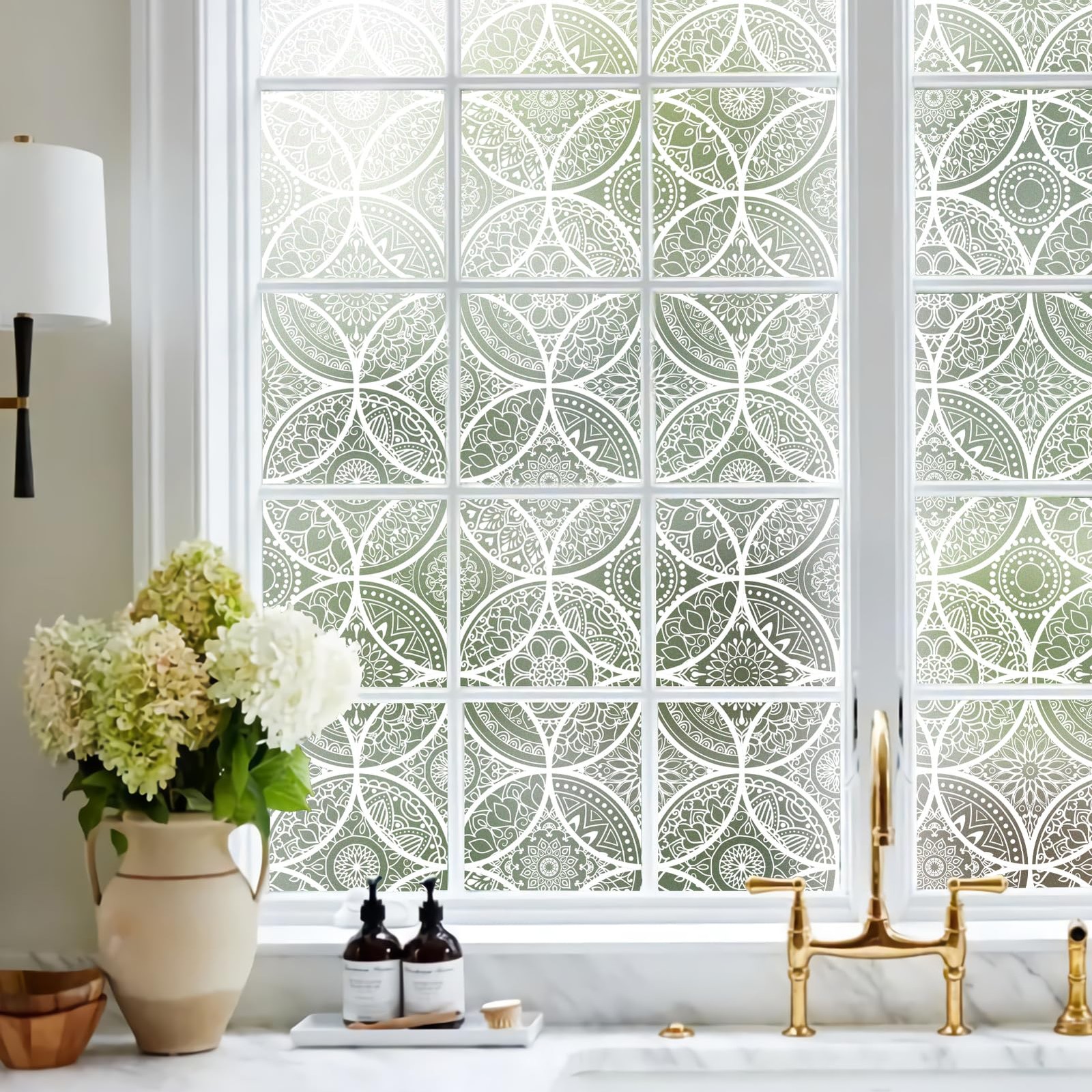 DKTIE Bohemian Decor Stained Glass 17.7″ x 78.7″ (with tools), Pure White