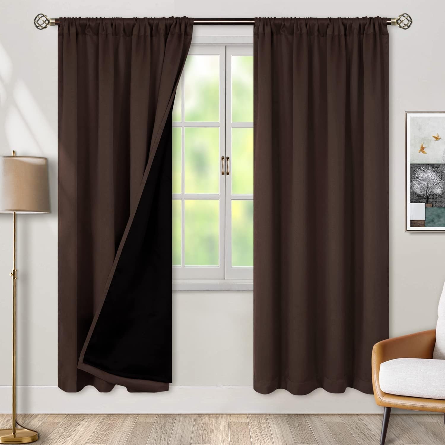100% Full Blackout Curtains 2 Panels Set Thermal Insulated Soundproof Drapery