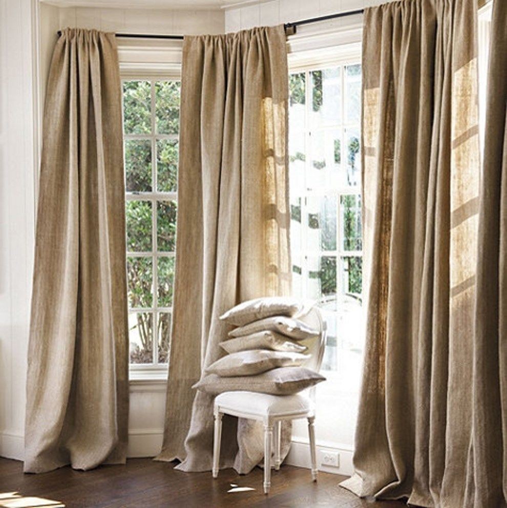 BURLAP DRAPE PANEL SET OF 2 BACKDROP 100% JUTE CURTAIN 12ft 144″ x 60″ NATURAL
